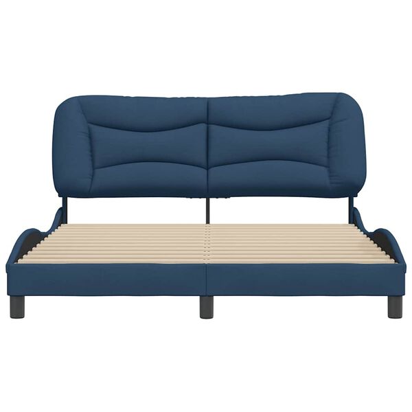 vidaXL Estrutura de cama sem colch&atilde;o Hvar 160x200 cm tecido azul