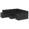 vidaXL 9 pcs conjunto de sofás p/ jardim c/ almofadões vime PE preto