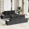 vidaXL Conjunto de Sof&aacute; de Jardim com almofada 7 pcs Preto vime PE