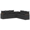 vidaXL Conjunto de Sof&aacute;s 7 unid. Preto Rattan Poli&eacute;ster e A&ccedil;o