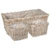 vidaXL Cesta de Plantas GENDT 3 unid. Cinza Natural Rattan Kubu