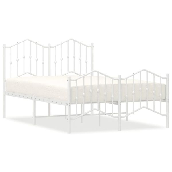vidaXL Estrutura de cama com cabeceira e pés 120x200 cm metal branco