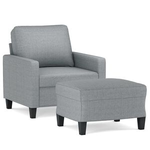 vidaXL Poltrona com apoio de p&eacute;s 60 cm tecido cinzento-claro
