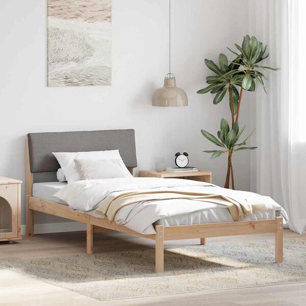vidaXL Estrutura da cama com cabeceira Marrom e taupe 100 x 200 cm