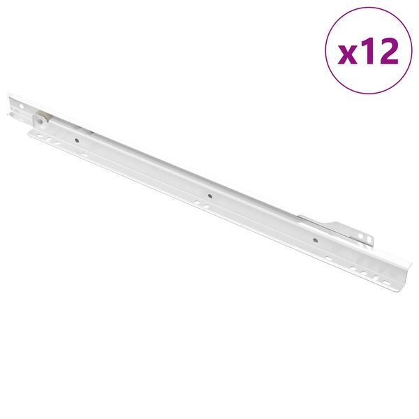 vidaXL Corredi&ccedil;a de Gaveta 12 pcs Branco 400 mm A&ccedil;o