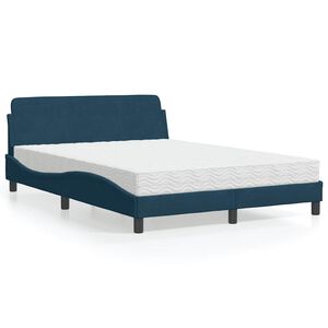 vidaXL Cama com colch&atilde;o Dover 120x200 cm veludo azul