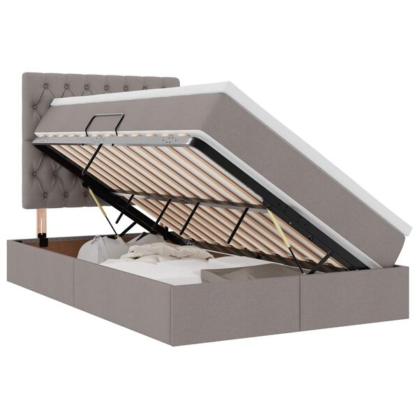 vidaXL Cama com arruma&ccedil;&atilde;o e LED Cinzento-acastanhado 120 x 190 cm