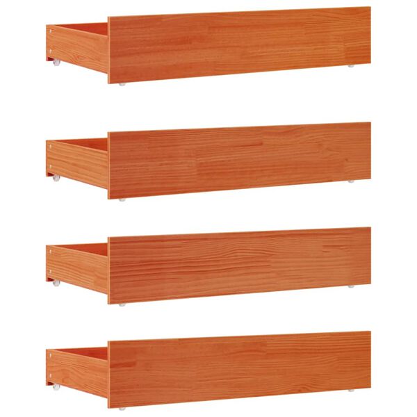 vidaXL Gavetas para cama 4 pcs madeira de pinho maci&ccedil;a castanho mel