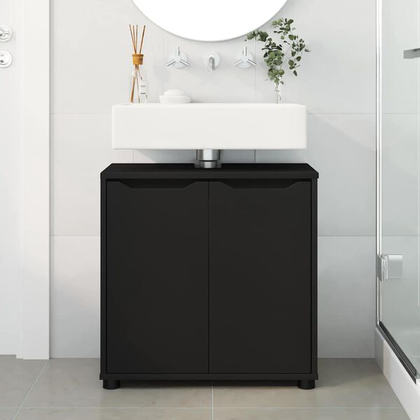 vidaXL Gabinete para lavat&oacute;rio de banheiro Preto 60 x 30 x 60 cm
