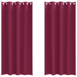 vidaXL Cortinas Blackout com Argolas 2 unid. Vinho Vermelho Poli&eacute;ster