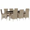 vidaXL 9 pcs conjunto de jantar p/ jardim com almofad&otilde;es vime PE bege