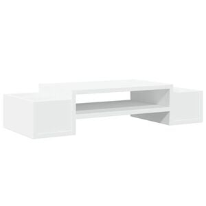 vidaXL Suporte para monitor c/ arruma&ccedil;&atilde;o derivados de madeira branco