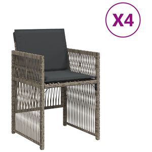 vidaXL Cadeiras de jardim com almofad&otilde;es 4 pcs vime PE cinzento