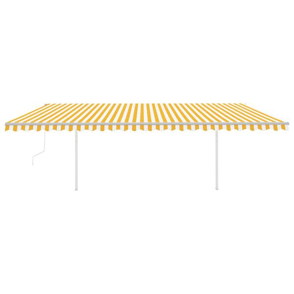 vidaXL Toldo retr&aacute;til autom&aacute;tico com postes 6x3,5 m amarelo e branco