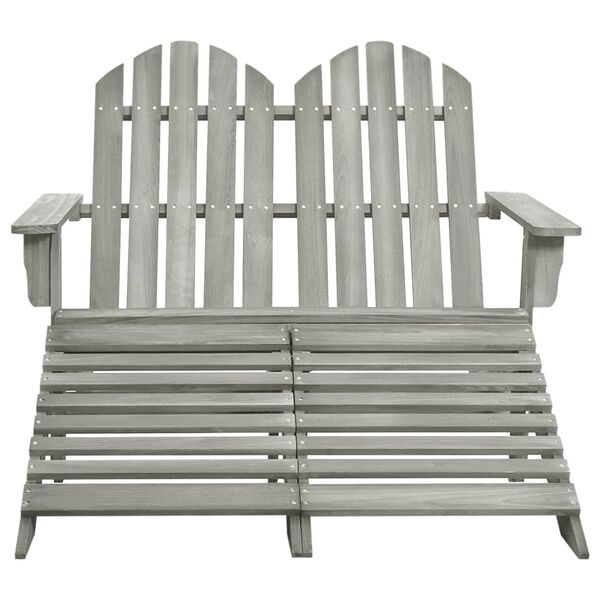 vidaXL Cadeira de jardim e otomano Adirondack 2 lugares abeto cinzento