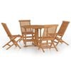 vidaXL 5 pcs conjunto jantar dobr&aacute;vel p/ exterior madeira teca maci&ccedil;a