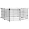vidaXL Gaiola para animais de estima&ccedil;&atilde;o com 8 pain&eacute;is e porta, preta, 70x70x35 cm, a&ccedil;o