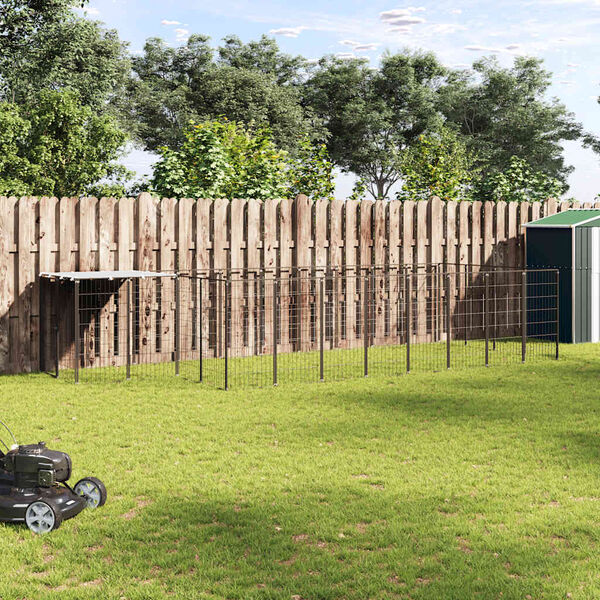 vidaXL Canil 10,89 m&sup2; a&ccedil;o preto