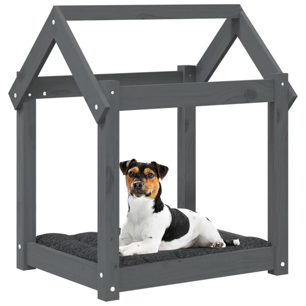 vidaXL Cama para cães 61x50x70 cm madeira de pinho maciça cinza