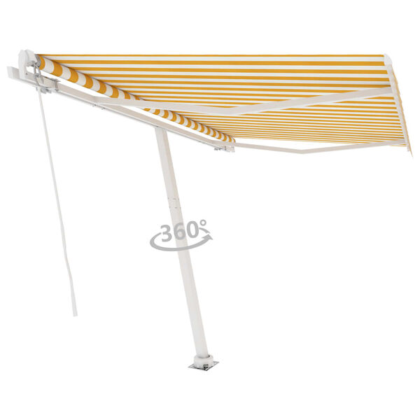 vidaXL Toldo retrátil manual independente 300x250 cm amarelo e branco