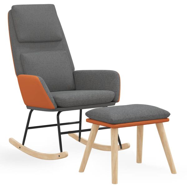 vidaXL Cadeira de baloi&ccedil;o com banco tecido cinzento-claro