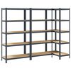 vidaXL Prateleiras de armazenamento de 5 camadas 3 pcs a&ccedil;o antracite