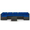 vidaXL 8 pcs conj. lounge jardim c/ almofad&otilde;es madeira impreg. cinza