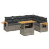 vidaXL 7 pcs conjunto sof&aacute;s p/ jardim c/ almofad&otilde;es vime PE cinzento