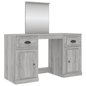 vidaXL Toucador com espelho 130x50x132,5 cm cinzento sonoma