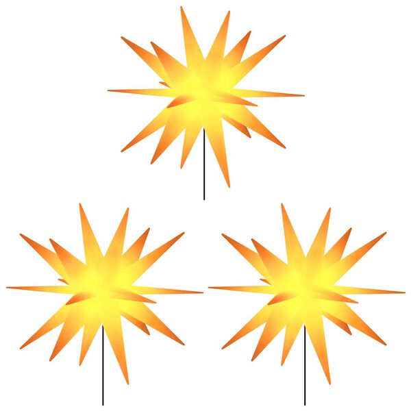 vidaXL Luzes de Natal com espig&otilde;es 3 pcs LED dobr&aacute;vel 35 cm amarelo