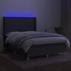 vidaXL Cama box spring c/ colch&atilde;o e LED 140x190 cm tecido cinza-escuro