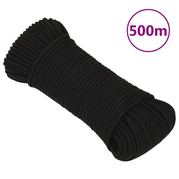 vidaXL Corda de trabalho 4 mm 500 m poli&eacute;ster preto