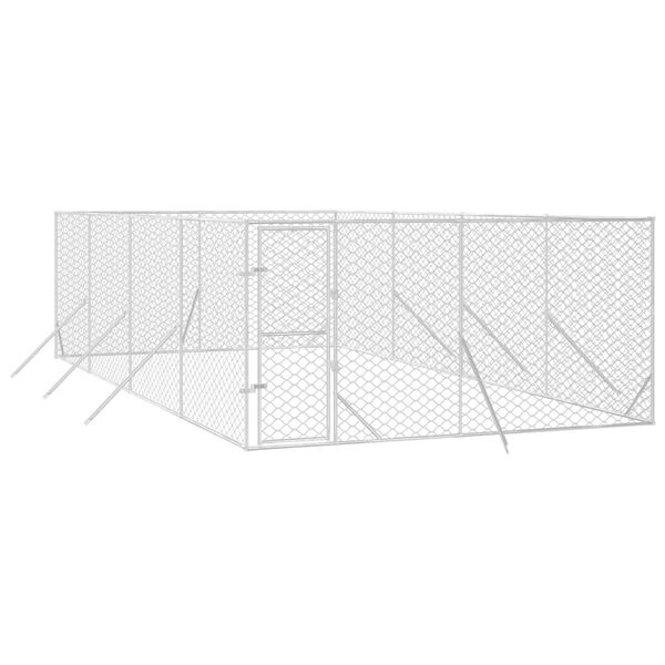vidaXL Canil de exterior 4x8x2 m a&ccedil;o galvanizado prateado
