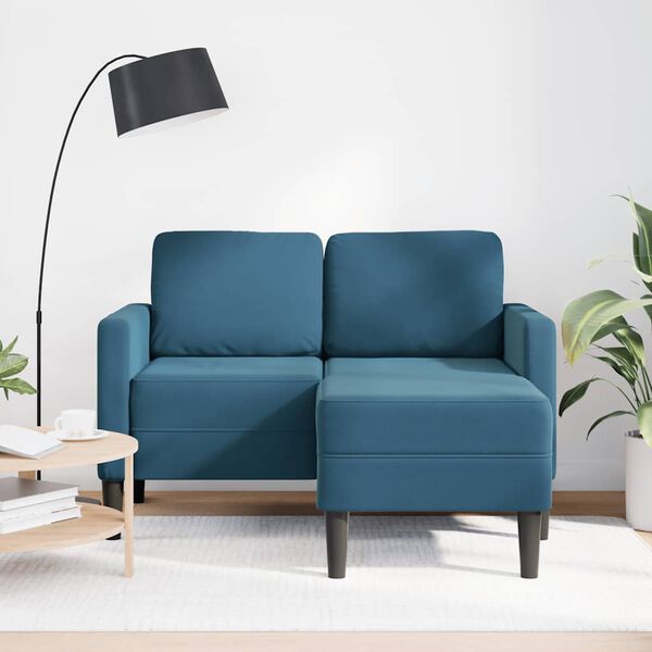 vidaXL Sof&aacute; 2 lugares com Chaise em L 125 cm veludo azul