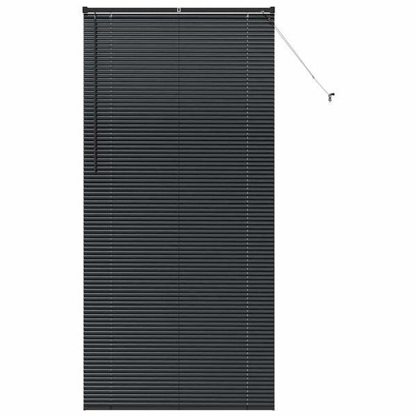 vidaXL Persianas venecianas com cortinas Preto 220 x 105 cm Alum&iacute;nio