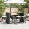 vidaXL 9 pcs conjunto de bar para jardim c/ almofad&otilde;es vime PE preto