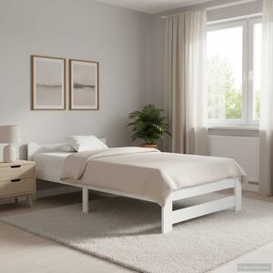 vidaXL Estrutura de cama 90x200 cm madeira pinho maci&ccedil;o branco
