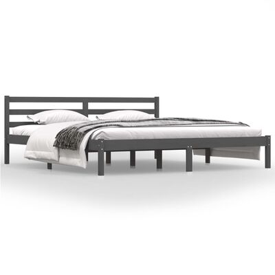 vidaXL Estrutura de cama super king 180x200 cm pinho maciço cinzento