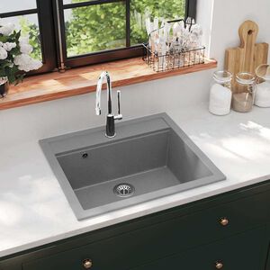 vidaXL Lava-lou&ccedil;a com 1 cuba granito cinzento