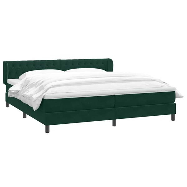 vidaXL Cama com molas/colch&otilde;es 180x210 cm veludo verde-escuro