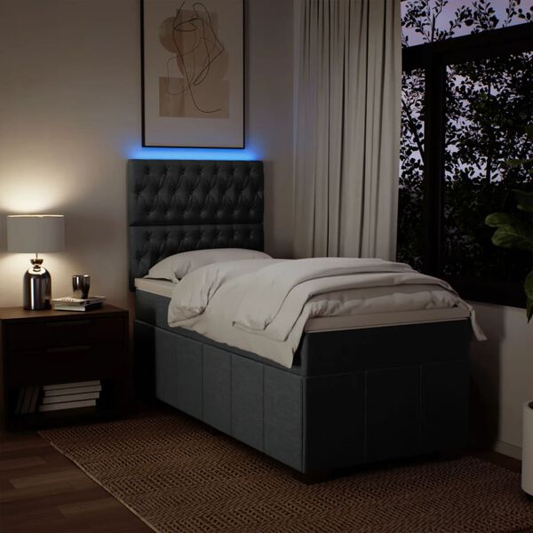 vidaXL Cama com molas/colch&atilde;o 100x200 cm tecido cinza-escuro