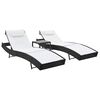 vidaXL Espregui&ccedil;adeiras com mesa 2 pcs vime PE e textilene preto