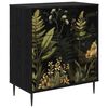 vidaXL Ba&uacute; de Gavetas RHENEN Estampa de selva tropical Carvalho Preto
