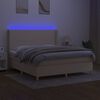 vidaXL Cama box spring c/ colch&atilde;o e LED 180x200 cm tecido cor creme