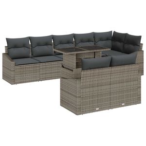 vidaXL Conjunto de Sof&aacute; de Jardim com almofada Ajust&aacute;vel 9 pcs Cinzeto