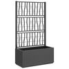 vidaXL Vaso/floreira de jardim c/ treli&ccedil;a 80x36x140 cm PP cinza-escuro