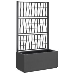 vidaXL Vaso/floreira de jardim c/ treli&ccedil;a 80x36x140 cm PP cinza-escuro