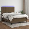 vidaXL Cama box spring c/ colch&atilde;o/LED 140x200cm tecido castanho-escuro