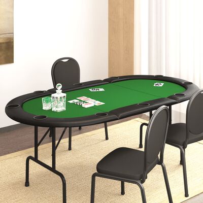 vidaXL Mesa de póquer dobrável 10 jogadores 206x106x75 cm verde
