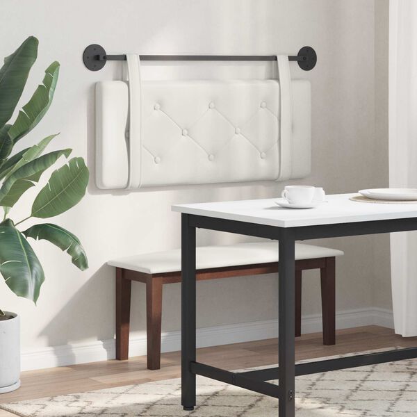 vidaXL Cabeceira Suspensa Branco 110 x 55 x 5 cm Couro Sint&eacute;tico